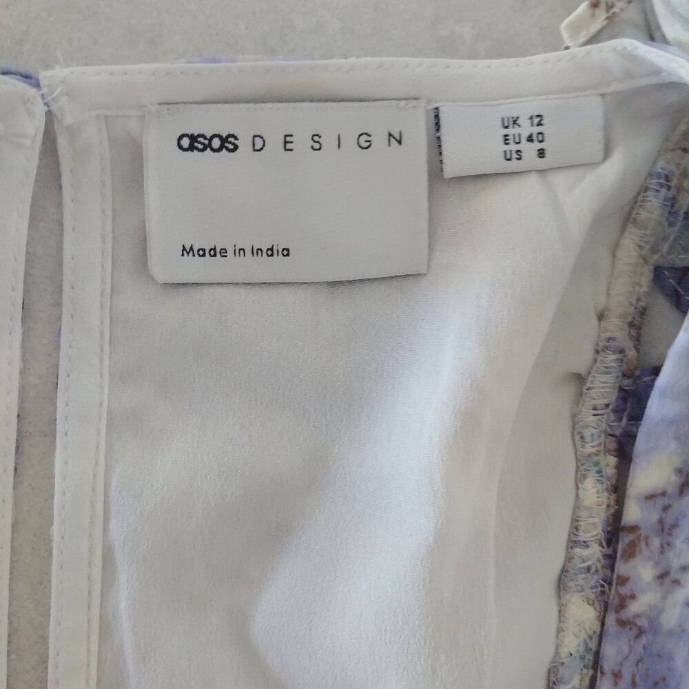 ASOS filmy blue midi dress with contrast ruffles and flounces size 8 - Picture 10 of 16